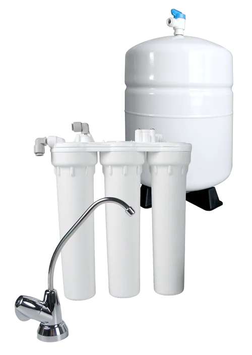 The Guardian three-stage reverse osmosis system with storage tank and dispensing faucet