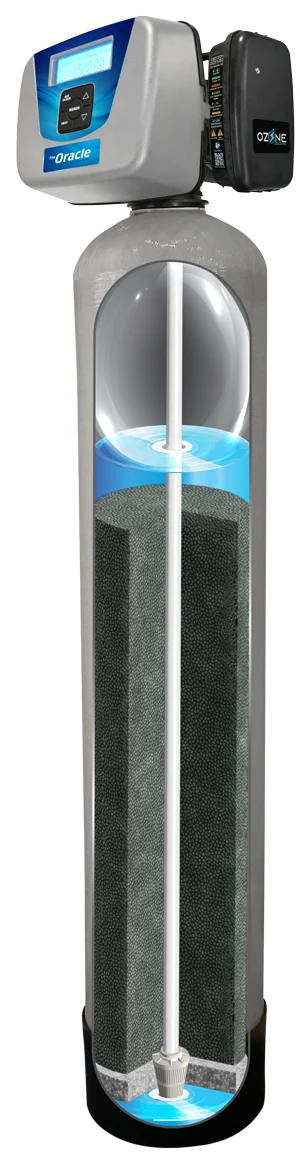 The Oracle air-injected filtration system with ozone, shown in cutaway view